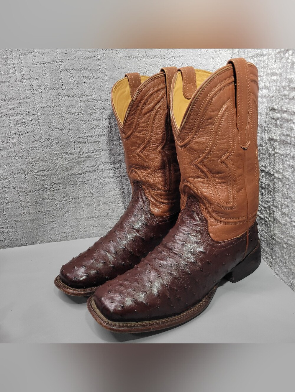 Tecovas The Emmitt Mens Size US 11D Mahogany Full-Quill Ostrich Western Boots